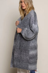 POL Distressed Cable-Knit Ombre Dying Cardigan OutfitFlow